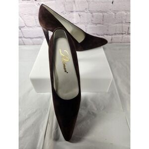 DELMAN BROWN SUEDE LEATHER PUMPS  DEDIGNER LUXE 7.5  VINTAGE MADE IN ITALY